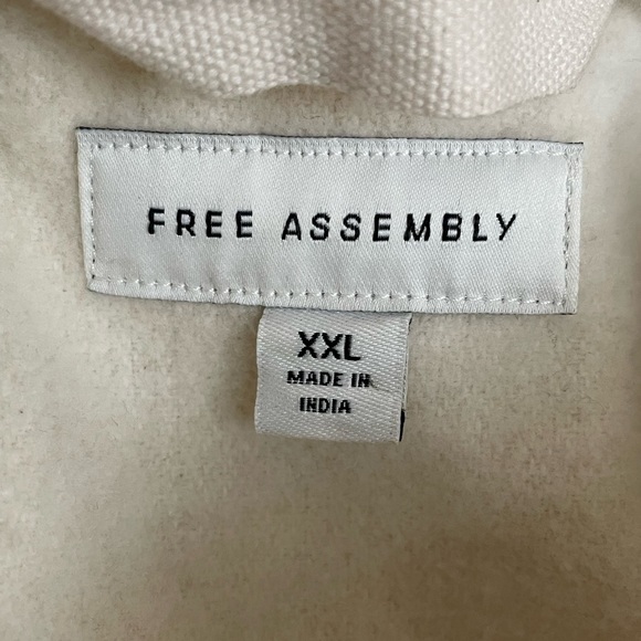 Free Assembly Women's Button Up Shirt Jacket Cream Recycled Wool Blend Size XXL - Picture 4 of 6